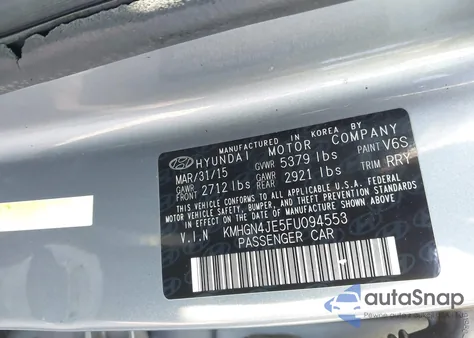 2015 Hyundai Genesis 3.8 z USA, uszkodzony, nr VIN KMHGN4JE5FU094553